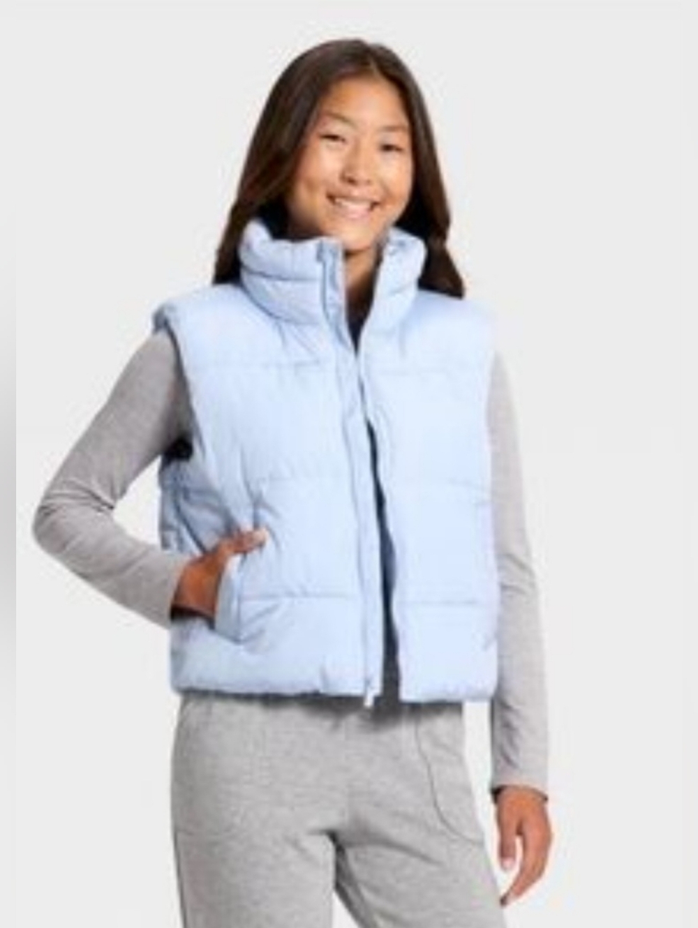 Girl's All in Motion Light blue puffer vest #pufferjacket Sz S (6-7)